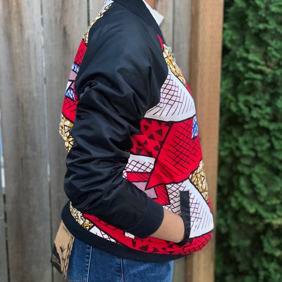 SOLDđź–¤Ankara Print Bomber Jacket - Picture 2 of 6